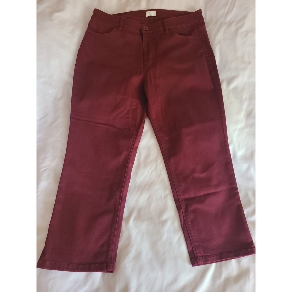 J.Jill Christian Siriano Burgundy Cropped Flared Leg Pants Size 14 Petite